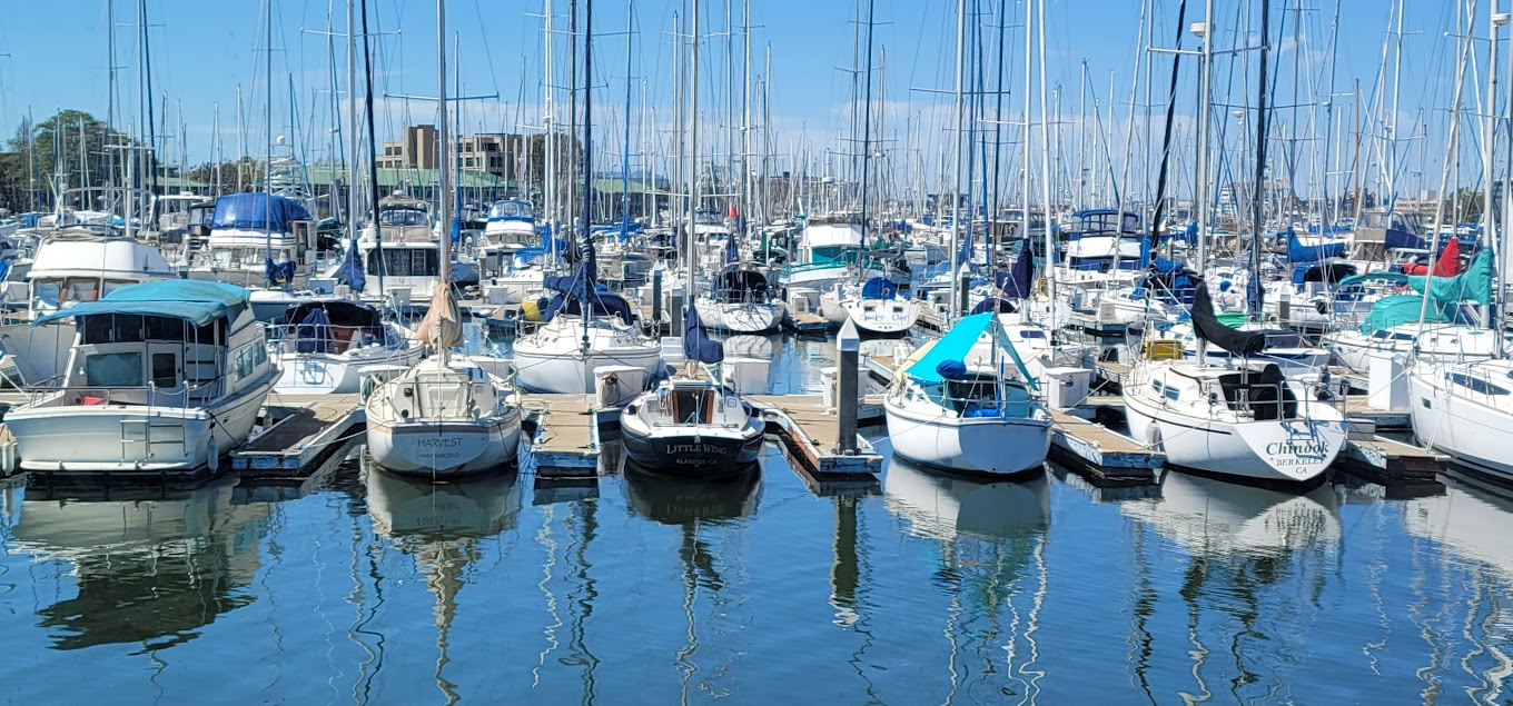 Chinese dim sum restaurant view of the Oakland Estuary in Alameda Yacht Club